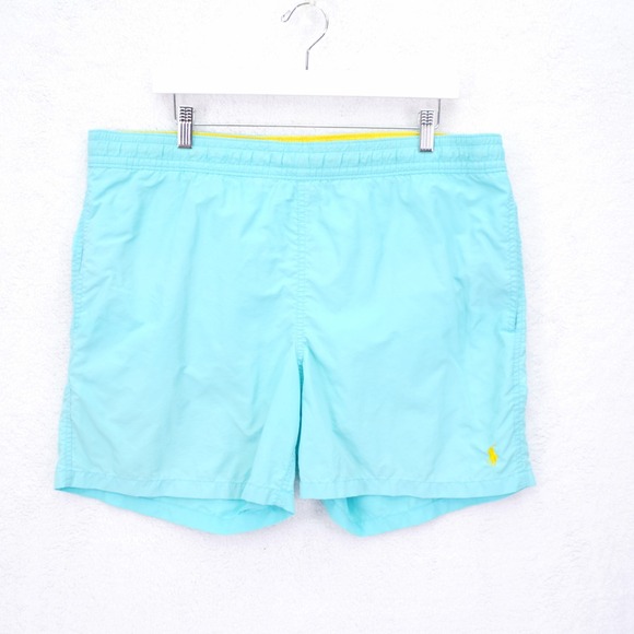 Polo Ralph Lauren Teal Lined Swim Trunks Large Mid Rise 38 / 5.5 Drawstring - Picture 1 of 7